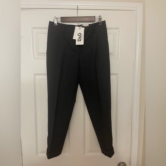 Dolce & Gabbana Black Textured Wool / Silk Trousers Dress Pants Size 42 - Picture 1 of 16
